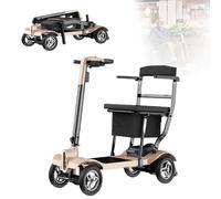 Scooters for Senior Citizens,Luxury Electric Wheel Mobility,Comfortable and Foldable Design,Aircraft Certification,20KM Range with LED Headlight, for the Elderly, Disabled Gold,10A