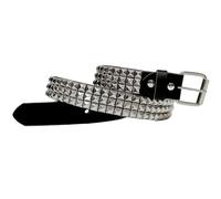 SCOPLATY Genuine Leather Black Studded Belt for Men and Women - Punk Rock, Y2k, Goth Style with Rivets and Spikes for Jeans, Silver, XXL