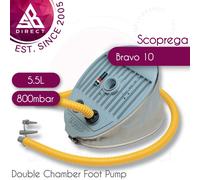 Scoprega Bravo10 Double Chamber Foot Pump│5.5L│800mbar│Universal Adaptor│6090010
