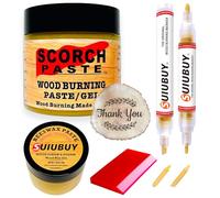 Scorch Paste - 7 PCS Wood Burning Paste Pen Kit, with 2 PCS Wood Burn Pen Kit, 1 Jar Beeswax Paste and Squeegees Etc., Suitable for Beginners Handmade Meaningful DIY Gifts