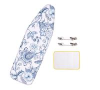 Scorch-Resistant Ironing Board Cover Standard Size Ironing Board Covers With Thick Cotton Padding Elastic Tightening Breathable Heat And Fade-Resistant(White blue,134x58cm)