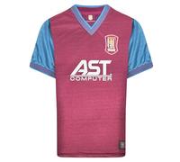 Score Draw Aston Villa 1998 Retro Football Shirt Claret/Sky X-Large Polyester