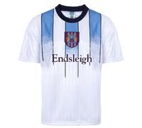 Score Draw Burnley 1998 Away Retro Football Shirt White/Blue Small Polyester
