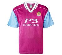 Score Draw Burnley 2000 Retro Football Shirt Claret/Sky Large Polyester