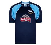 Score Draw Derby County 2002 Away Retro Football Shirt Blue Medium Polyester