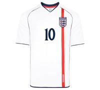 Score Draw England 2002 No 10 Retro Football Shirt White X-Large Polyester