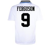 Score Draw Everton 1995 Away Ferguson No 9 Retro Shirt White/Blue Small Polyester