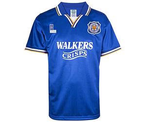 Score Draw Leicester City 1995 Retro Football Shirt Blue Small Polyester