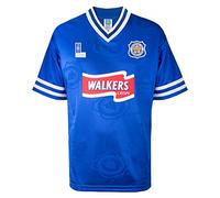 Score Draw Leicester City 1997 Retro Football Shirt Blue Medium Polyester