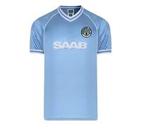 Score Draw Manchester City 1982 Retro Football Shirt Blue Medium Cotton/Polyester