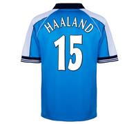 Score Draw Manchester City 2000 Haaland No 15 Retro Shirt Blue Medium Polyester