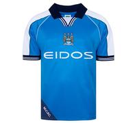 Score Draw Manchester City 2000 Retro Football Shirt Blue Medium Polyester