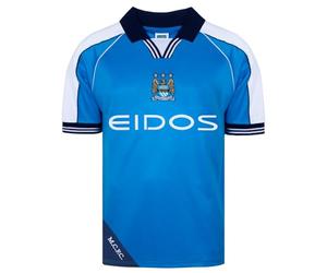 Score Draw Manchester City 2000 Retro Football Shirt Blue Small Polyester