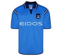 Score Draw Manchester City 2001 Retro Football Shirt Blue Medium Polyester