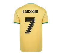 Score Draw Men's Celtic 1988 Centenary Away Retro Football Shirt (LARSSON 7) in Yellow | Size: Medium Score Draw Yellow M