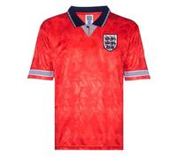 Score Draw Mens England 1990 Away Shirt Short Sleeve Red XL