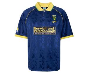 Score Draw Norwich City 1993 UEFA Away Retro Football Shirt Navy/Yellow Medium Polyester