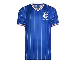 Score Draw Rangers 1984 Scottish League Cup Final Retro Shirt Blue Medium Cotton