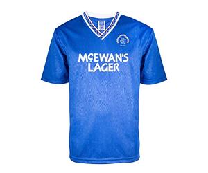 Score Draw Rangers 1990 Retro Football Shirt Blue Large Polyester