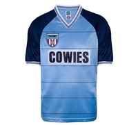 Score Draw Sunderland 1984 Away Retro Football Shirt Blue Medium Polyester