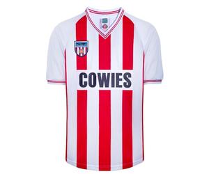 Score Draw Sunderland 1984 Retro Football Shirt Red/White Large Polyester