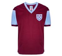 Score Draw West Ham United 1958 No 6 Retro Football Shirt Claret/Sky XS Cotton