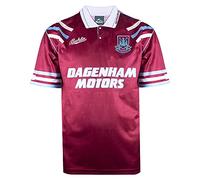 Score Draw West Ham United 1992 Retro Football Shirt Claret/Sky Large Polyester