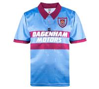 Score Draw West Ham United 1995 Away Centenary Retro Shirt Sky/Claret Small Polyester