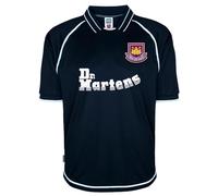Score Draw West Ham United 2000 Away Retro Football Shirt Blue XS Polyester