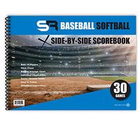 Score It Right Side by Side Baseball/Softball Scorebook - Premium Score Keeping Book - 16 Player - 30 Game Scorebook with Pitch Count, Individual Player Stats, Batting Average Chart