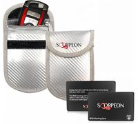Scorpeon Faraday Pouch for Car Keys (2-Pack, Silver) - RFID Blocking & Keyless Entry Signal Shield - Anti-Theft Key Fob Protection with Dual-Layer Security