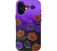 SCORPIFY for iPhone 16 Case [Compatible with MagSafe] with Halloween Pumpkin Spell, Cute Cosmic Orange Magnetic Phone Cover for Women Girls, Pink Purple Glitter Sparkle Bumper with Gold Foil