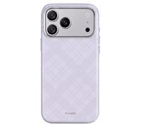 SCORPIFY For iPhone 18 Pro Max, iPhone 17 Pro Max Case [Compatible with Magnetic] with Lavender Tartan Leather Design, Purple, Magnetic Protective Case with Tartan Look and Metal Buttons for Women