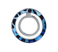 SCORPIFY Magnetic Phone Ring Holder Grip Compatible with MagSafe, Stylish Finger Loop Kickstand, for iPhone 17, 16, 15, 14, 13, 12 Pro Max Plus, Cell Phone Stand Accessories - Blue Shimmer Leopard