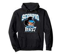 Scorpio 1957 Afro Queen Zodiac Birthday Natural Gifts Pullover Hoodie
