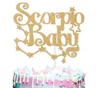 Scorpio Baby Cake Topper, October November Horoscope Scorpio Birthday Cake Decor, Scorpio Zodiac Astrology Birthday/Baby Shower Party Decorations Supplies, Gold Glitter