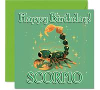 Scorpio Birthday Card for Men Women - Zodiac Niji - Happy Birthday Card for Colleague Husband Dad Uncle, 145mm Bday Greeting Cards