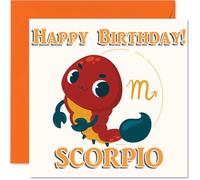 Scorpio Birthday Card for Men - Zodiac Cartoon - Happy Birthday Card for Boys, 145mm Male Greeting Cards