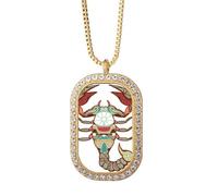 Scorpio Constellation Zodiac Symbol Necklace Pendant Diamond Crystal Golden Jewelry