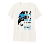 Scorpio Girl Birthday 3 Sides Scorpio Zodiac Sign Messy Bun Premium T-Shirt