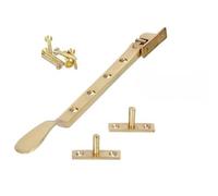 SCORPIO HARDWARE 10" Victorian Casement Stay Solid Brass Window Fastener Stays Spoon Style Screws (Polished Brass)