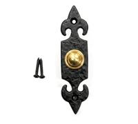 SCORPIO HARDWARE® Bell Push Antique Fleur-de-LYS Design, 120mm x 30 mm Black Antique