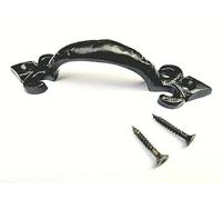 SCORPIO HARDWARE Black Antique Cast Iron Ornate Fleur-de-LYS Pull Handle for Door Gate Shed 4", 5", 7" (4")