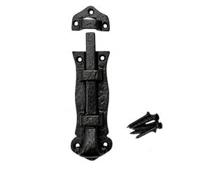 SCORPIO HARDWARE Black Antique Cast Iron Ornate Tudor Cranked Necked & Straight Door Bolt (Straight)