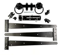 SCORPIO Hardware Black Side Gate Kit Heavy Duty 16" Tee Hinges, 6" Ring Gate Latch, 6" Brenton Padbolt Complete with Fixings for Hanging Wooden Garden Gate