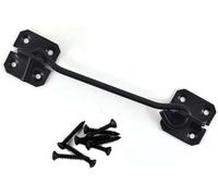 SCORPIO HARDWARE® Cabin Hook Eye Latch Gate, Heavy Duty 4 Mounting Points Bracket, Barn Door Lock Latch, Window Hook Lock for Sliding Door, Outdoor, Window, Cabinet (Black, 10 Inch)