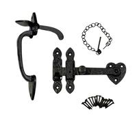 SCORPIO HARDWARE® Cottage Thumb Latch with Knob Black Antique Cast Iron Suffolk Thumb Latch Set with fixings