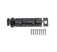 Scorpio Hardware Cranked Door Bolt 4 Inch 100mm Black Antique Cast Iron Ornate Tudor