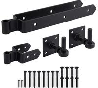 SCORPIO HARDWARE® Field Gate Double Strap Hinge Set 18" 24" Black Galvanised with Adjustable Hook On Plate (Black, 18" / 450mm)