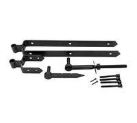 SCORPIO HARDWARE Field Gate Double Strap Hinge Set Hook to Drive/Bolt Galv. Black 12", 18", 24" (Black, 24")